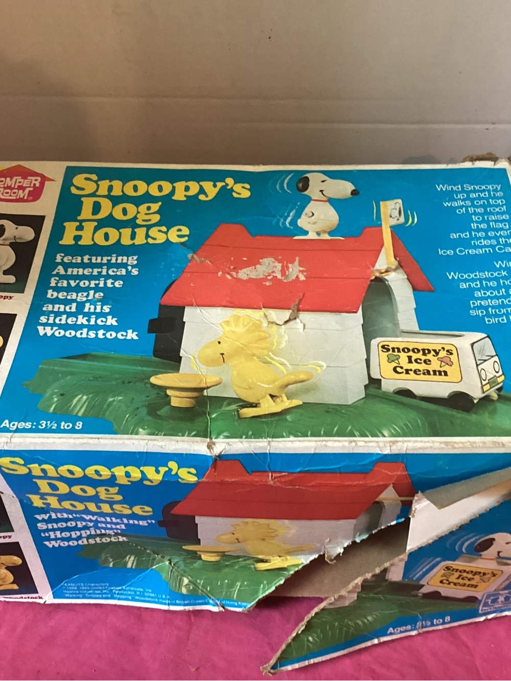 780-Vintage 1978 Hasbro Romper Room Snoopy’s Dog House with 2 Woodstocks